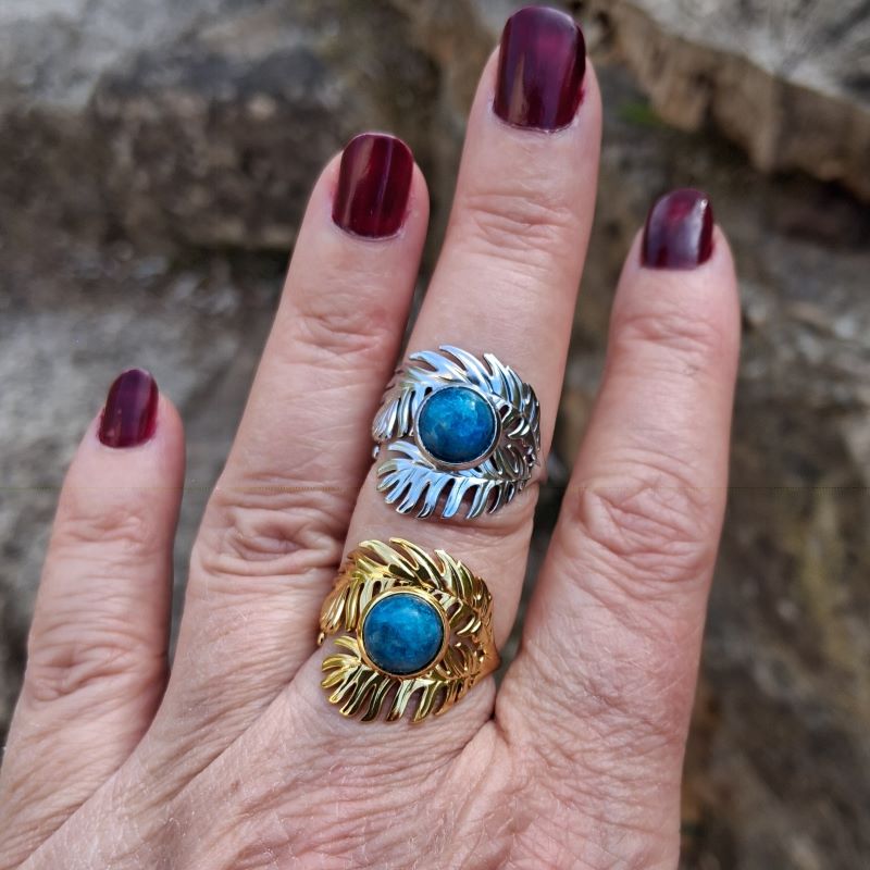 Bague Apatite bleue réglable – Image 5