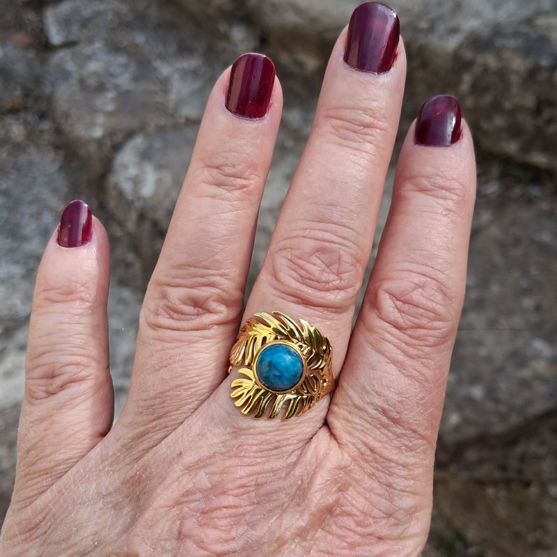 Bague Apatite bleue réglable – Image 4