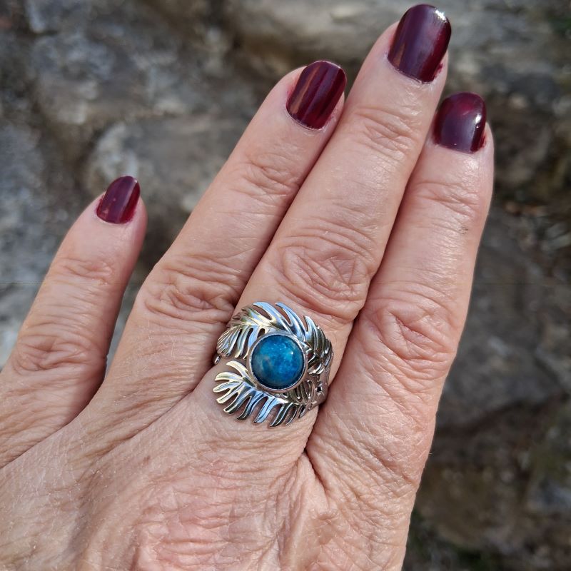 Bague Apatite bleue réglable – Image 6