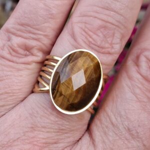 Bague Oeil de tigre facetté réglable – Image 7