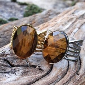 Bague Oeil de tigre facetté réglable – Image 5