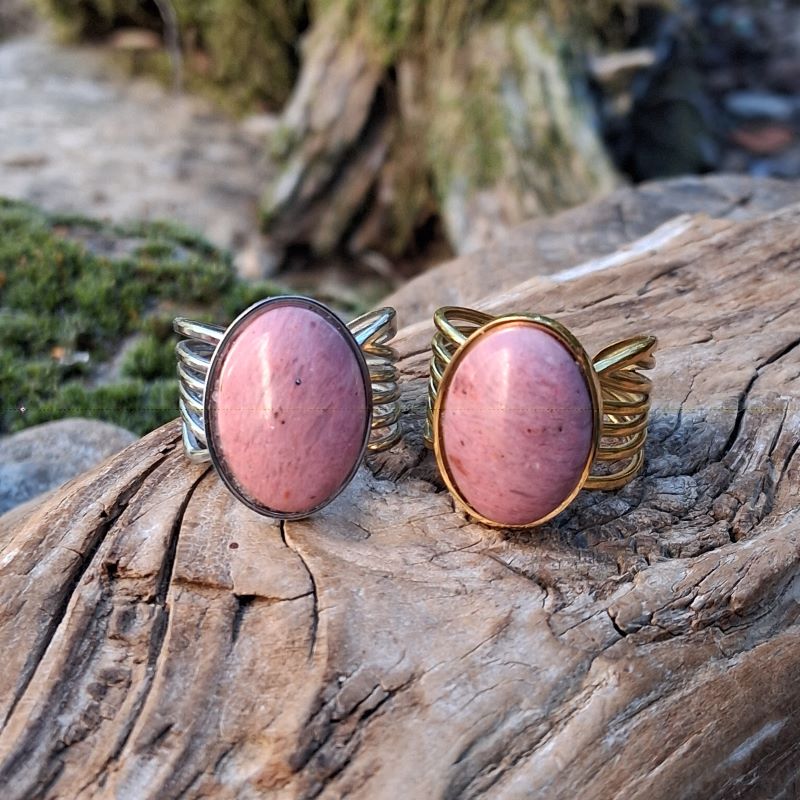 Bague rhodonite naturelle réglable