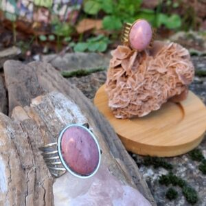 Bague Rhodonite naturelle réglable dorée ou argentée | Evanesens – Image 6